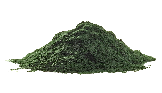 Pile of green chlorella powder